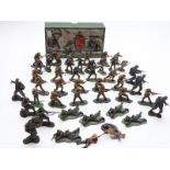 Forty-four Britains World War II model soldiers, some in original box.