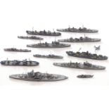 Twelve Neptun diecast model waterline ships including Warspike, Manchester, Uganda etc, largest 15.