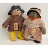 Two Gabrielle Design Teddy bears, Paddington Bear with label 'Darkest Peru to London, England via