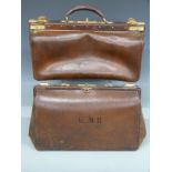 Victorian fine leather Gladstone bag with brass mounts, together with a Victorian leather doctors'