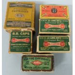 One hundred and fifty one .22 rifle cartridges, in six vintage boxes. PLEASE NOTE THAT A VALID