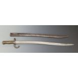 French Chassepot bayonet with 57.5cm fullered blade, in metal scabbard
