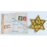 Dutch WWII Holocaust identification badge with addressed envelope