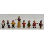 Vintage miniature metal figures of Snow White and the Seven Dwarfs, Snow White 5.5cm tall