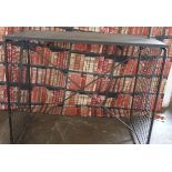 Industrial/haberdashery/shopfitting steel and weldmesh shop display hanging rail/shelf unit with