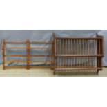 Pine plate rack, W90cm and a further Ercol or similar plate rack