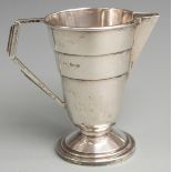 Walker and Hall Art Deco hallmarked silver jug of tapering stepped form, Sheffield 1938, height 10cm