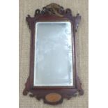 19thC wheatear bevelled glass mirror, W40 x H90cm