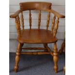 Beech captain's or smoker's Windsor armchair