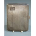 Art Deco hallmarked silver cigarette case with engine turned decoration, Brimingham 193, maker W T