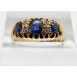 Edwardian 18ct gold ring set with sapphires and diamonds, Chester 1907, 4.3g, size P