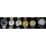 Six gentleman's wristwatches comprising Seiko in original box, two Pulsar, Roatary, Accurist and