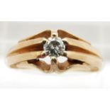 A 9ct gold ring set with a round cut diamond of approximately 0.15ct, 3.2g, size Q