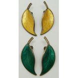 Two pairs of David Andersen earrings set with enamel