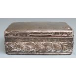 Edward VII Mappin & Webb hallmarked silver cigarette box with embossed decoration to front and