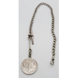 A silver Albert with a 1943 USA half dollar fob