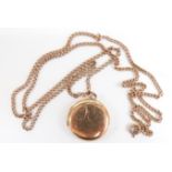 A 9ct gold necklace and circular locket, 27cm drop, 6.3g