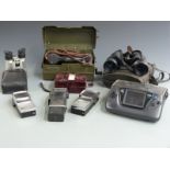 Vintage telephones/ Walkie Talkies including Pye pocket phone, binoculars, military field telephone,