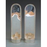 A pair of Walter Vernon modern feature hallmarked silver wall mounted candle sconces, London maker's