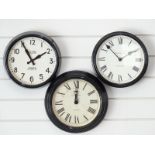 Three Jones wall clocks with 25cm dials