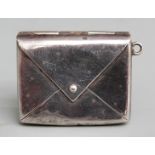 Edward VII hallmarked silver novelty stamp case formed as an envelope, Birmingham 1903 maker's