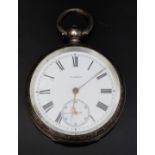 J.W. Benson Victorian hallmarked silver open faced pocket watch with inset subsidiary seconds