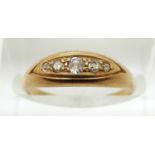 Edwardian 18ct gold ring set with diamonds, Birmingham 1906, 2.3g, size L
