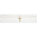 A 9ct gold cross pendant and chain,  2.7g