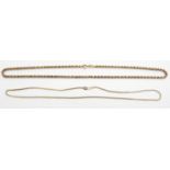 A 9ct gold rope twist necklace and a 9ct gold chain, 10.5g