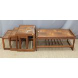 Retro G Plan style tile insert nest of tables and a coffee table, H42 x W96 x D51cm