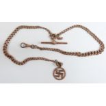 Victorian 9ct rose gold double Albert/fob chain, 35g