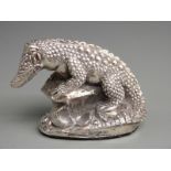 Modern hallmarked silver novelty model of a crocodile or alligator, London 1997 maker's mark FXS,