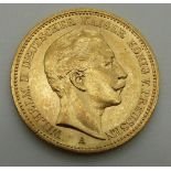 1893 gold German 20 Mark coin