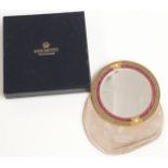 Mikimoto hand mirror set with two pearls and enamel, in original box