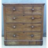 Victorian mahogany chest of two over three graduated drawers, W105 x D50 x H112cm