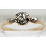 A gold ring set with diamonds in a platinum setting, 2.3g, size P
