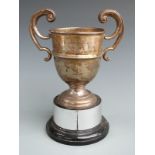 George V hallmarked silver twin handled trophy cup, Birmingham 1930, maker William Neale & Son