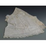 Late 19th/20thC christening gown with embroidered and lace decoration
