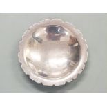 Retro hallmarked silver pin dish or shallow bowl with shaped edge, London 1971, maker's mark CMW,