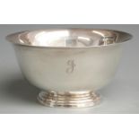 American Fina white metal bowl with flared rim, marked to underside Sterling by Fina 874, diameter