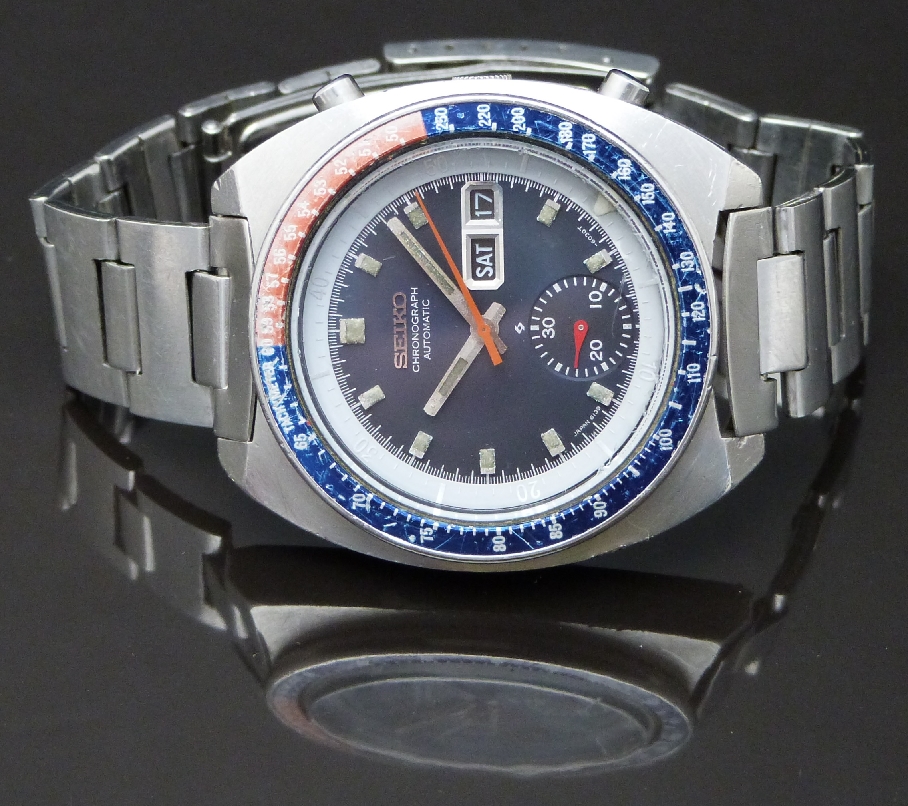 Seiko 'Pogue' gentleman's automatic chronograph wristwatch ref. 6139-6002 with blue dial, blue and - Image 2 of 4