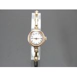 Rotary 9ct gold ladies wristwatch with blued Breguet hands, black Arabic numerals, two-tone silver