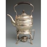 George V hallmarked silver spirit kettle on stand, London 1912 maker D & J Wellby Ltd, height