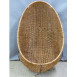 Retro hanging wicker 'egg' chair