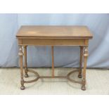 Oak fold over card table, L91 x D46 x H75cm