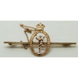 A 9ct gold Royal Corps of Signals brooch, 3.6g