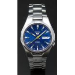 Seiko 5 gentleman's automatic wristwatch ref. 7S26-02F0 with day and date aperture, luminous hands