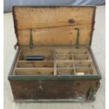 Victorian pine fitted tool chest and contents, including vintage woodworking tools