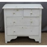 Painted pine chest of two over two drawers, H90 x W84 x D48cm