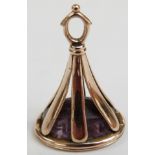 Victorian yellow metal fob set with an amethyst seal